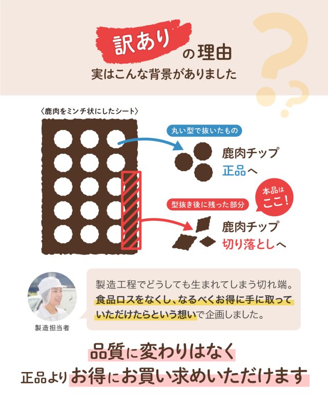 画像3: ペット用／【訳あり】鹿肉チップ切り落とし 100g 犬用 無添加 国産 手作り アレルギー対策 健康づくり おやつ ドッグフード 自社加工 高タンパク 低脂肪 (3)